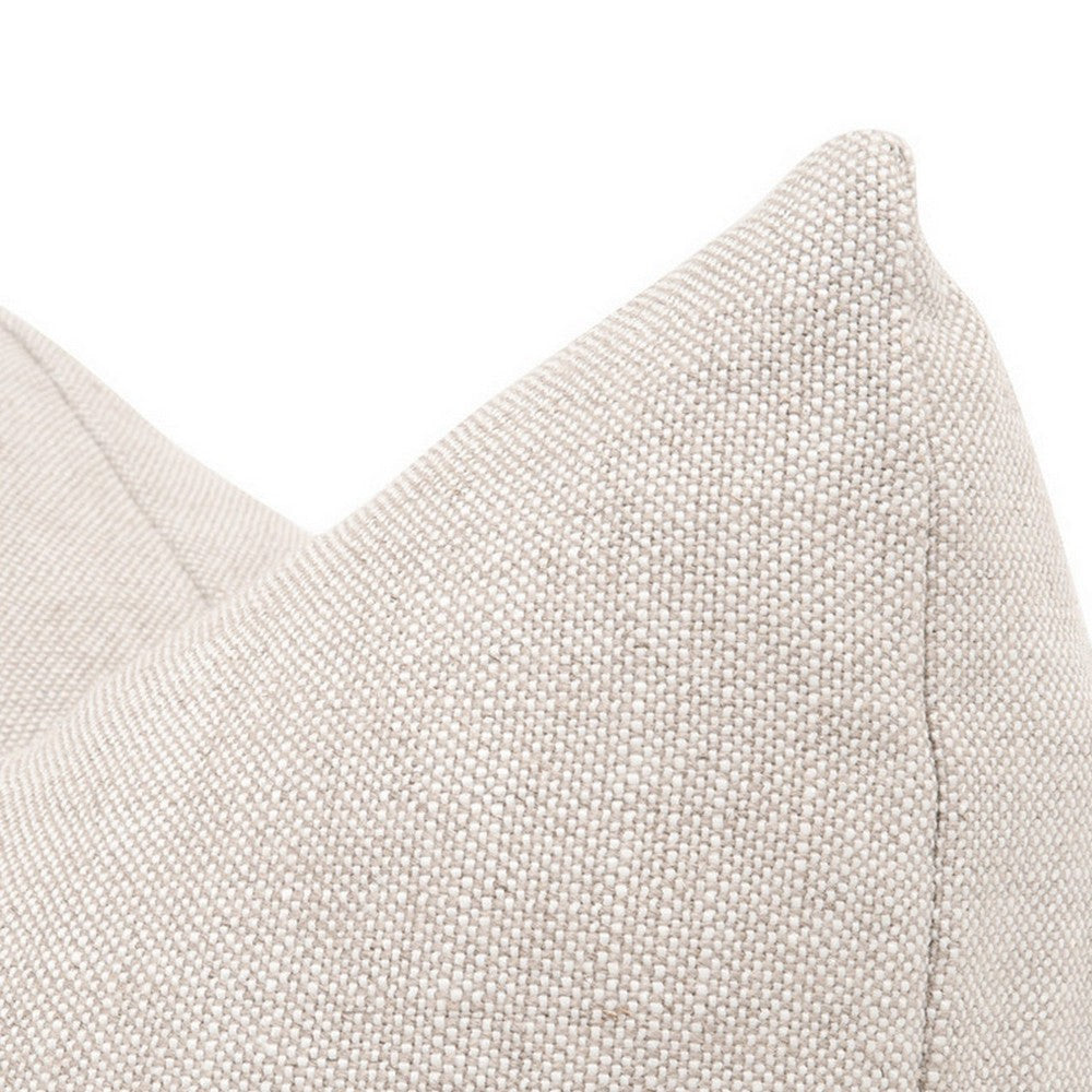 22 Inch Set of 2 Accent Throw Pillows Down Linen Polyester Beige By Casagear Home BM308547