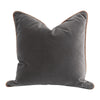 20 Inch Set of 2 Square Accent Throw Pillows Brown Leather Gray Velvet By Casagear Home BM308550