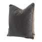 20 Inch Set of 2 Square Accent Throw Pillows, Brown Leather, Gray Velvet By Casagear Home