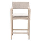 Uto 28 Inch Outdoor Counter Stool Chair, Synthetic Wicker, White Upholstery By Casagear Home