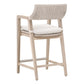 Uto 28 Inch Outdoor Counter Stool Chair, Synthetic Wicker, White Upholstery By Casagear Home