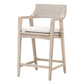 Uto 28 Inch Outdoor Counter Stool Chair, Synthetic Wicker, White Upholstery By Casagear Home