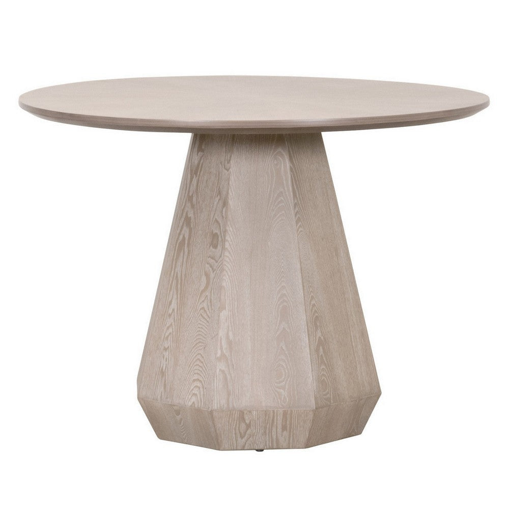 42 Inch Round Dining Table, Starburst Top, Octagonal Pedestal Base, Gray By Casagear Home