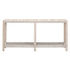 Xim 63 Inch Outdoor Console Table, White Rope Shelf and Edges, Gray Wood By Casagear Home