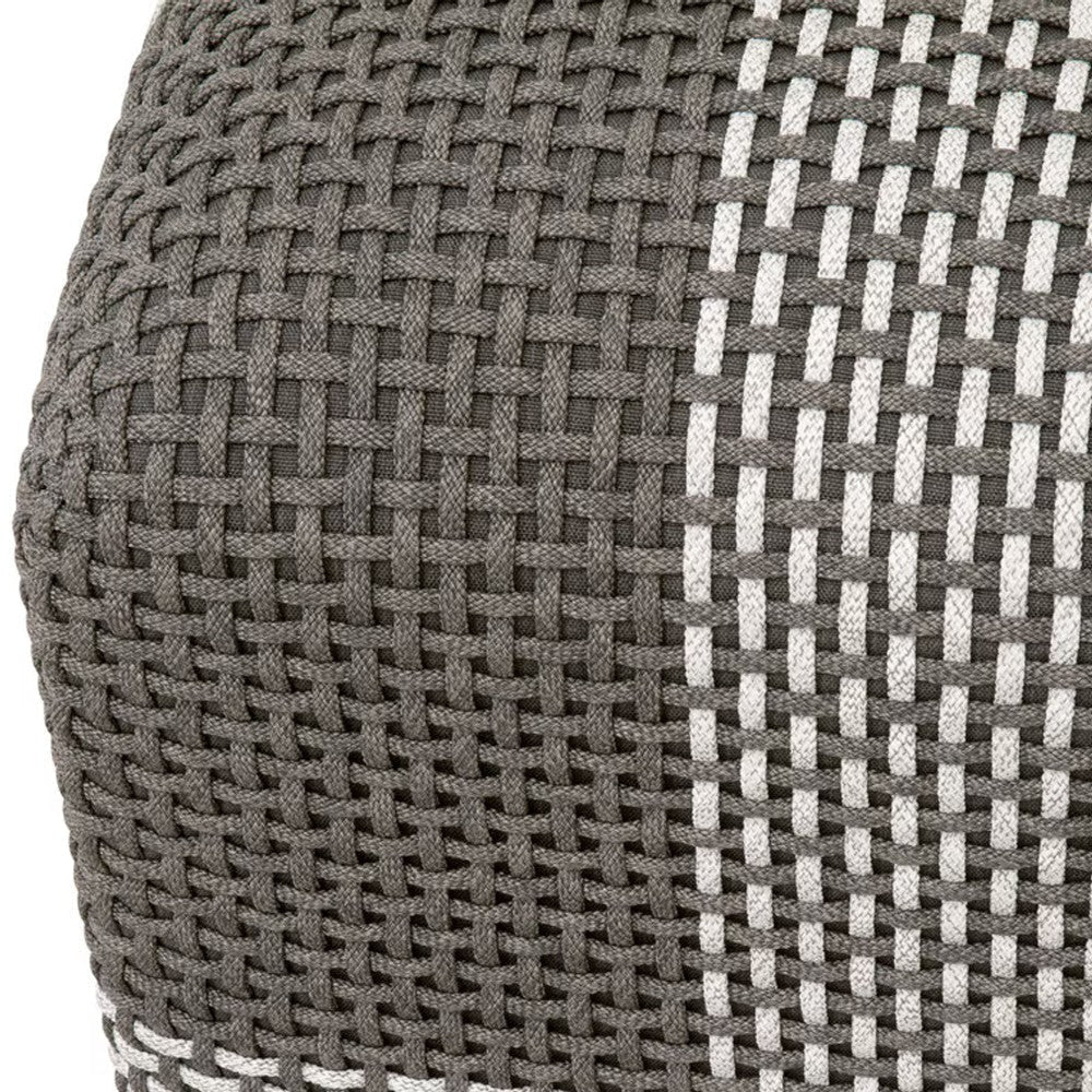 Huma 18 Inch Indoor Outdoor Accent Cube White Gray Rope Woven Upholstery By Casagear Home BM308559
