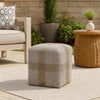Huma 18 Inch Indoor Outdoor Accent Cube, Taupe, Gray, Rope Woven Upholstery By Casagear Home