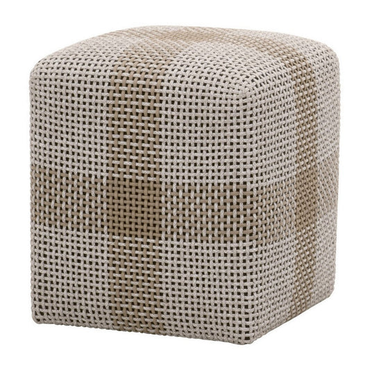 Huma 18 Inch Indoor Outdoor Accent Cube, Taupe, Gray, Rope Woven Upholstery By Casagear Home