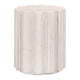 22 Inch Round End Table with Fluted Accents Plinth Base Whitewash Wood By Casagear Home BM308561