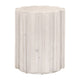 22 Inch Round End Table with Fluted Accents, Plinth Base, Whitewash Wood By Casagear Home