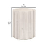 22 Inch Round End Table with Fluted Accents Plinth Base Whitewash Wood By Casagear Home BM308561