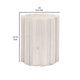 22 Inch Round End Table with Fluted Accents Plinth Base Whitewash Wood By Casagear Home BM308561