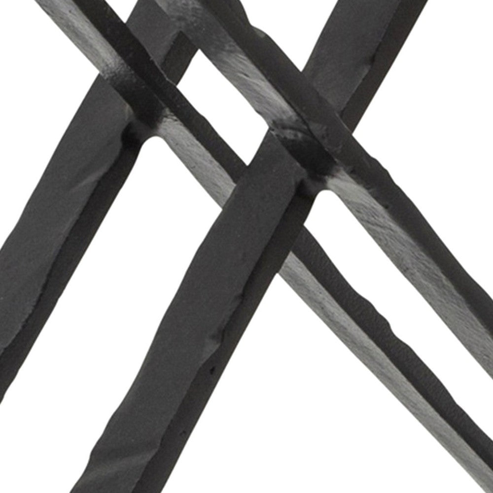 12 Inch Sculpture, 2 Metal Rectangles, Entwined Metal Structures, Black By Casagear Home