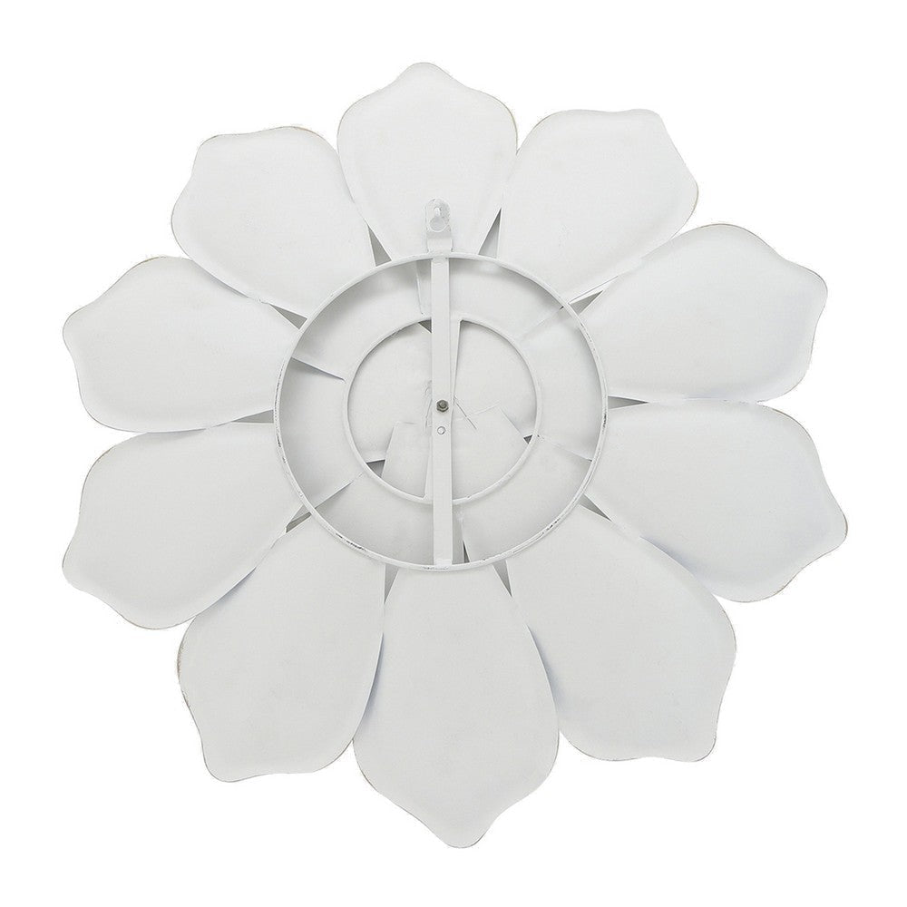 Sall 20 Inch Wall Decor Multi Layer Flower White and Gold Metal Finish By Casagear Home BM308566