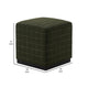 21 Inch Ottoman Square Cushioned White Checker Design Olive Upholstery By Casagear Home BM308570