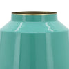 Yuri 12 Inch Vase Flared Shape Gold Accent Top Rim Green Iron Finish By Casagear Home BM308571