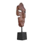 21 Inch Sculpture, Partial Face, Black Base, Brick Patina Metal Finish By Casagear Home