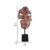 21 Inch Sculpture, Partial Face, Black Base, Brick Patina Metal Finish By Casagear Home