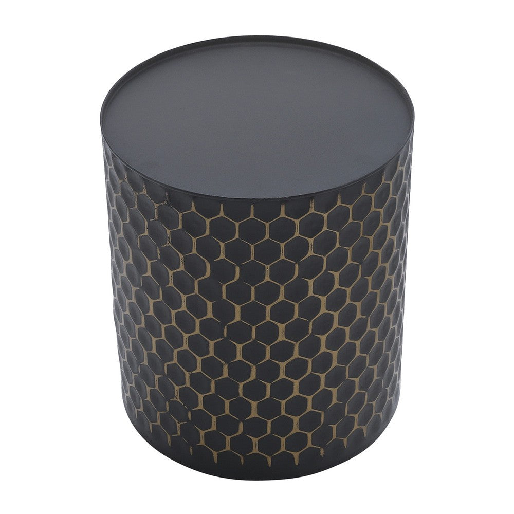 19 23 Inch Planters on Iron Stands Set of 2 Honeycomb Patterns Black By Casagear Home BM308578