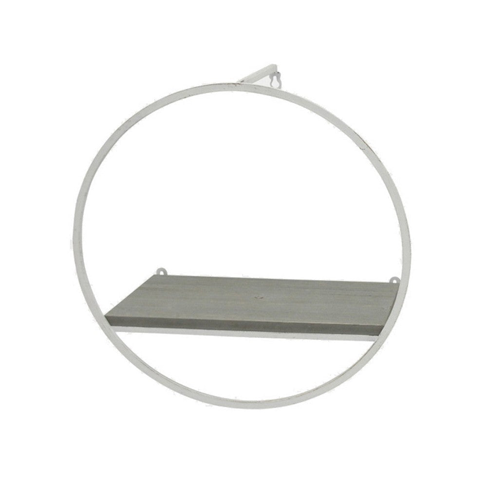 Yami Accent Wall Shelf Set of 3 Round Iron Frames Natural Gray White By Casagear Home BM308584