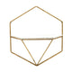 Decor Wall Shelf Set of 2 Hexagonal Gold Metal Frames Crisp White Wood By Casagear Home BM308592