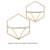 Decor Wall Shelf Set of 2 Hexagonal Gold Metal Frames Crisp White Wood By Casagear Home BM308592