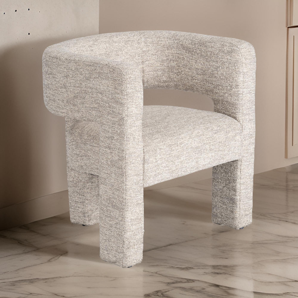 Aol 27 Inch Accent Chair, Round Open Backrest, Beige Fabric Upholstery By Casagear Home