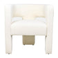 Aol 27 Inch Accent Chair Round Open Backrest Ivory Fabric Upholstery By Casagear Home BM308594