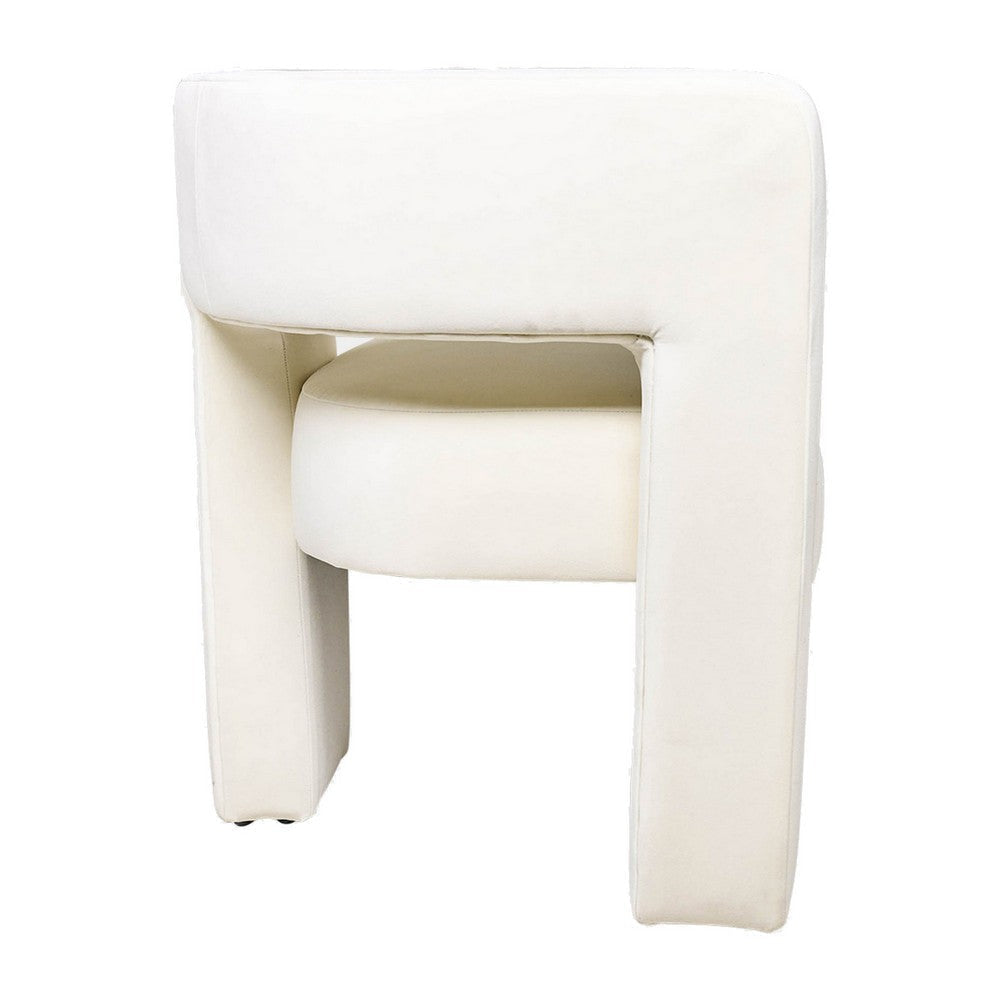 Aol 27 Inch Accent Chair Round Open Backrest Ivory Fabric Upholstery By Casagear Home BM308594