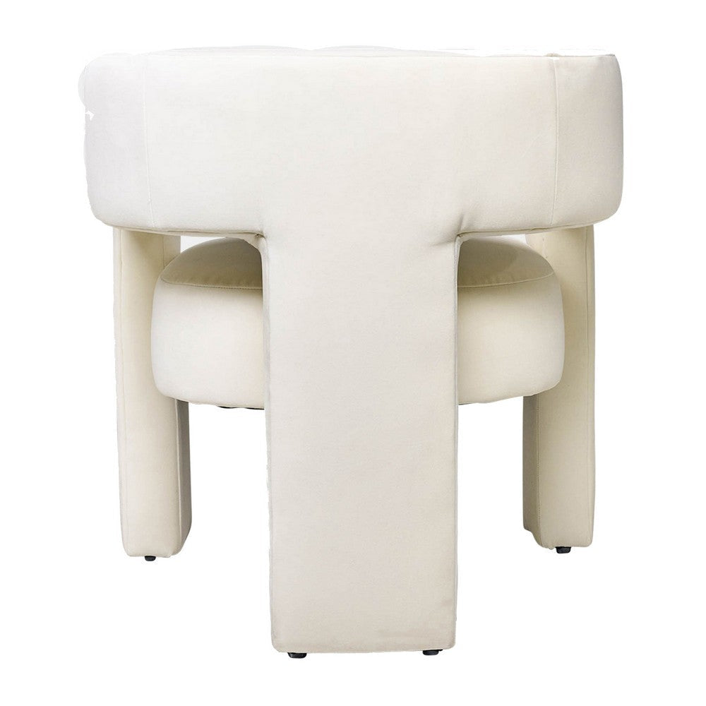 Aol 27 Inch Accent Chair Round Open Backrest Ivory Fabric Upholstery By Casagear Home BM308594