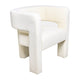 Aol 27 Inch Accent Chair Round Open Backrest Ivory Fabric Upholstery By Casagear Home BM308594