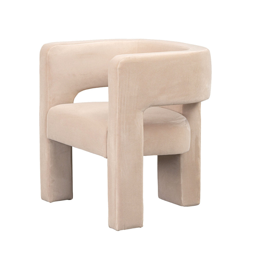 Aol 27 Inch Accent Chair Round Open Backrest Brown Fabric Upholstery By Casagear Home BM308596