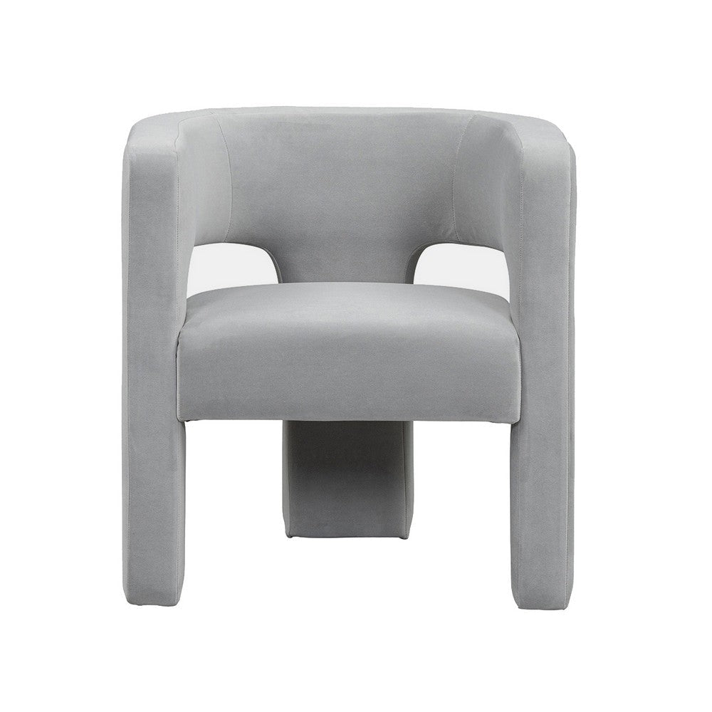 Aol 27 Inch Accent Chair Round Open Backrest Gray Fabric Upholstery By Casagear Home BM308597