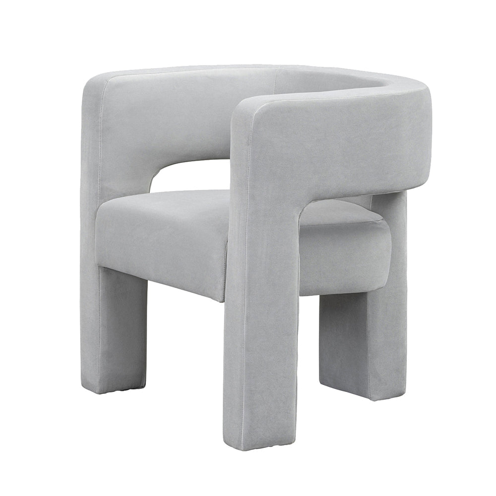 Aol 27 Inch Accent Chair Round Open Backrest Gray Fabric Upholstery By Casagear Home BM308597