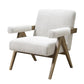 Gop 33 Inch Accent Chair Cushioned Arms V Shape Wood Legs Ivory Gray By Casagear Home BM308604