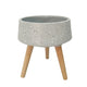 23 Inch Planter with Flared Tripod Legs Gray Terrazzo Natural Brown Wood By Casagear Home BM308615