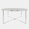 40 Inch Coffee and 4 Nesting End Tables Set Glass Top Silver Metal By Casagear Home BM308625