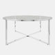 40 Inch Coffee and 4 Nesting End Tables Set Glass Top Silver Metal By Casagear Home BM308625