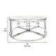 40 Inch Coffee and 4 Nesting End Tables Set Glass Top Silver Metal By Casagear Home BM308625