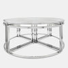 40 Inch Coffee and 4 Nesting End Tables Set, Glass Top, Silver Metal By Casagear Home