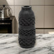 Yuka 12 Inch Vase, Bottle Shape, Embossed Diamond Patterns, Stained Black By Casagear Home