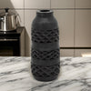Yuka 12 Inch Vase, Bottle Shape, Embossed Diamond Patterns, Stained Black By Casagear Home