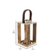 12 Inch Hurricane Candle Holder Lantern Style Fabric Band Brown Chrome By Casagear Home BM308628