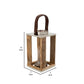 12 Inch Hurricane Candle Holder Lantern Style Fabric Band Brown Chrome By Casagear Home BM308628