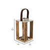 12 Inch Hurricane Candle Holder Lantern Style Fabric Band Brown Chrome By Casagear Home BM308628