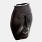 14 Inch Vase, Facial Structure, Modernistic Round Black Aluminum Frame By Casagear Home