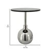 Nixa 22 Inch Side Table Round Top Orb Base Nickel and Silver Aluminum By Casagear Home BM308632