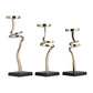 13, 15, 17 Inch Candle Pillar Holder, Set of 3, Abstract Style, Gold, Black By Casagear Home