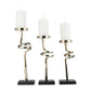 13, 15, 17 Inch Candle Pillar Holder, Set of 3, Abstract Style, Gold, Black By Casagear Home