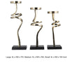 13, 15, 17 Inch Candle Pillar Holder, Set of 3, Abstract Style, Gold, Black By Casagear Home