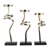 13, 15, 17 Inch Candle Pillar Holder, Set of 3, Abstract Style, Gold, Black By Casagear Home